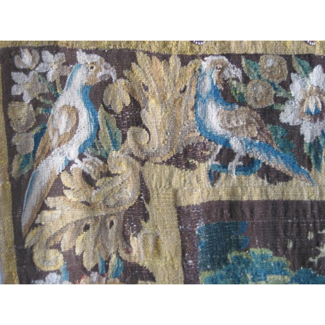 Flemish Verdure Tapestry With Birds Borders, 17th Century For Sale - Image 9 of 12