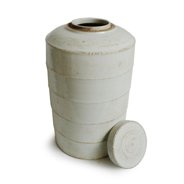 Vintage White Ceramic Jar with Lid Chairish