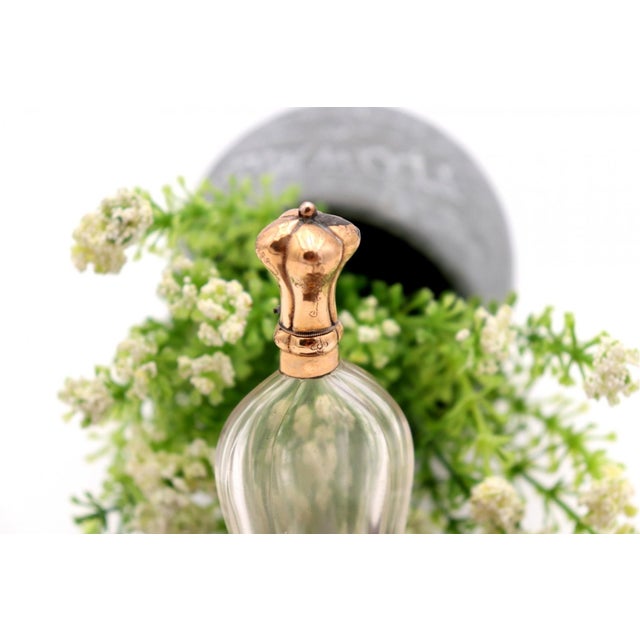 Glass Perfume Bottle with Gold Applications For Sale - Image 4 of 6