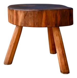 Brutalist Primitive Tripod Stool in Thick Wood