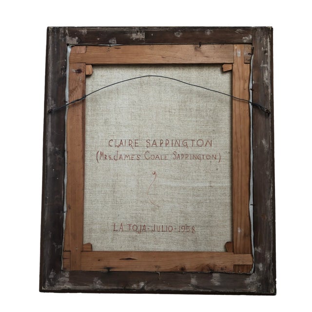 Vintage 1958 Portuguese Portrait Original Oil Painting of a Woman For Sale - Image 11 of 12