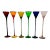 Vintage Colorful Stemware 10" Tall Glass Flutes Set of 6 For Sale