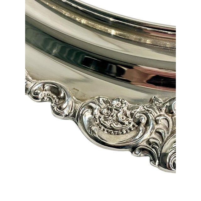 Vintage Wallace Baroque Silver Plate Mirrored Plateau Tray For Sale - Image 6 of 16