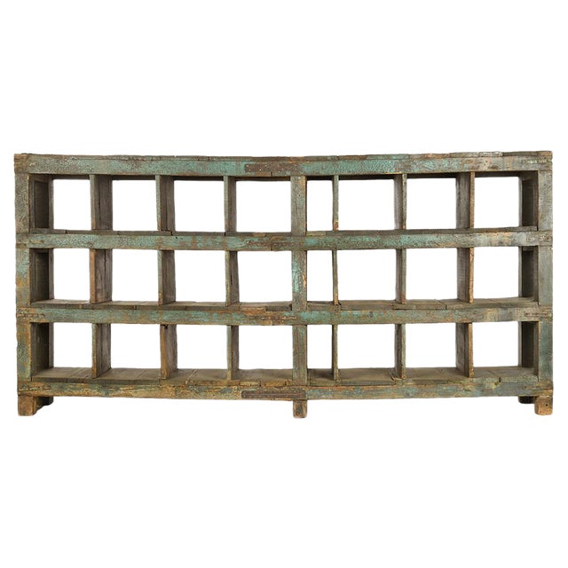 Workshop Shelves in Patinated Wood with 24 Compartments, 1940s For Sale