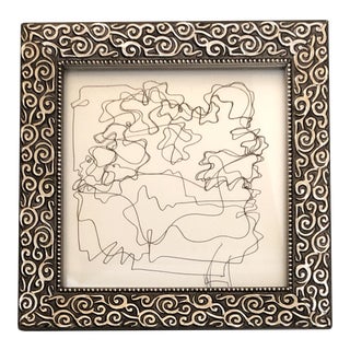 Vintage Original Wayne Cunningham Small Abstract Ink Drawing Framed For Sale