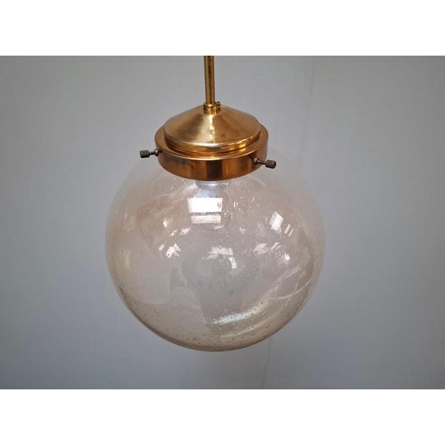 Mid-Century Modern Pendant Light in Brass and Smoked Bubble Glass by Kamenický Šenov, 1960s For Sale - Image 13 of 18