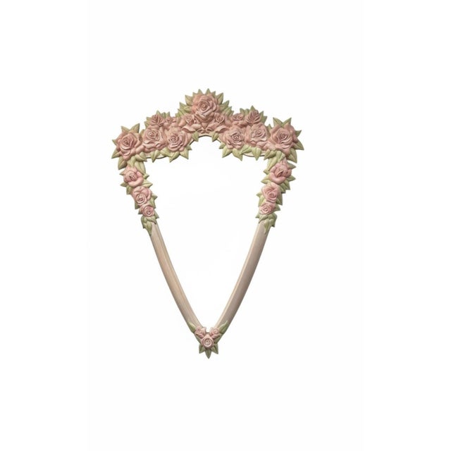Glass Postmodern Triangle Mirror With Molded Roses For Sale - Image 7 of 8