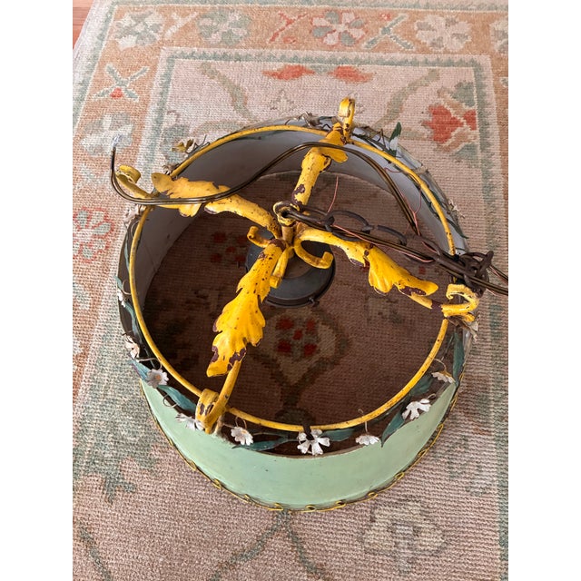 1950s Vintage Italian Tole Metal Drum Shade Pendant Lighting For Sale - Image 5 of 7