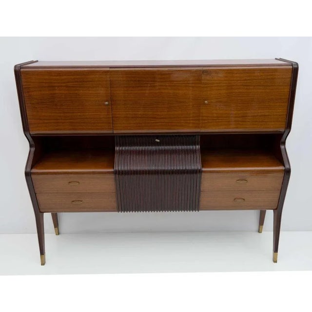 Osvaldo Borsani Mid-Century Modern Sideboard with Mobile Bar attributed to Osvaldo Borsani for Atelier Borsani Varedo, 1950s For Sale - Image 4 of 12