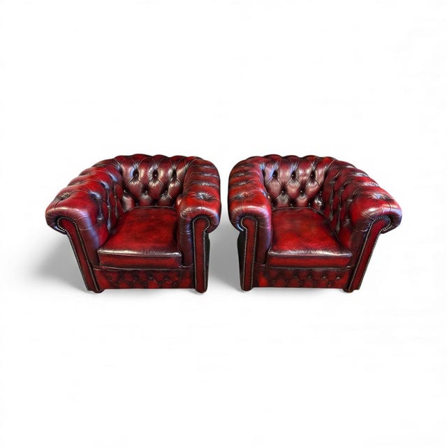 Chesterfield Leather Sofa and Chairs from Winchester, Set of 3 For Sale - Image 6 of 9