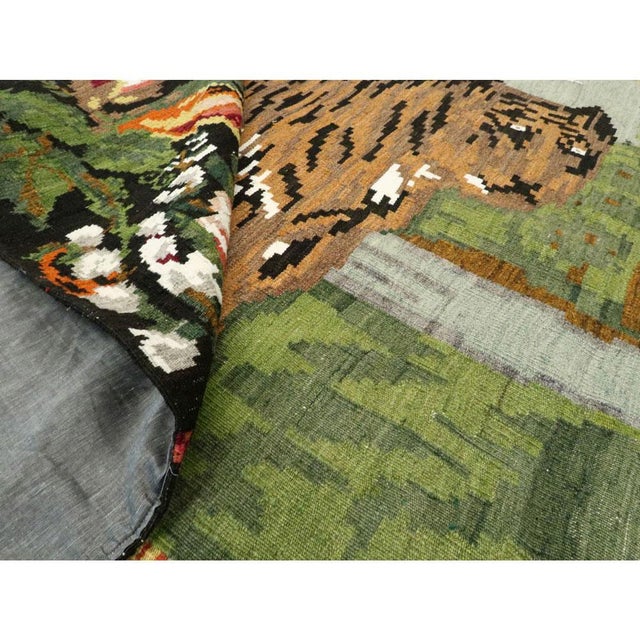 Galerie Shabab Collection Mid-20th Century Handmade Russian Bessarabian Pictorial Tiger Accent Rug For Sale - Image 10 of 10