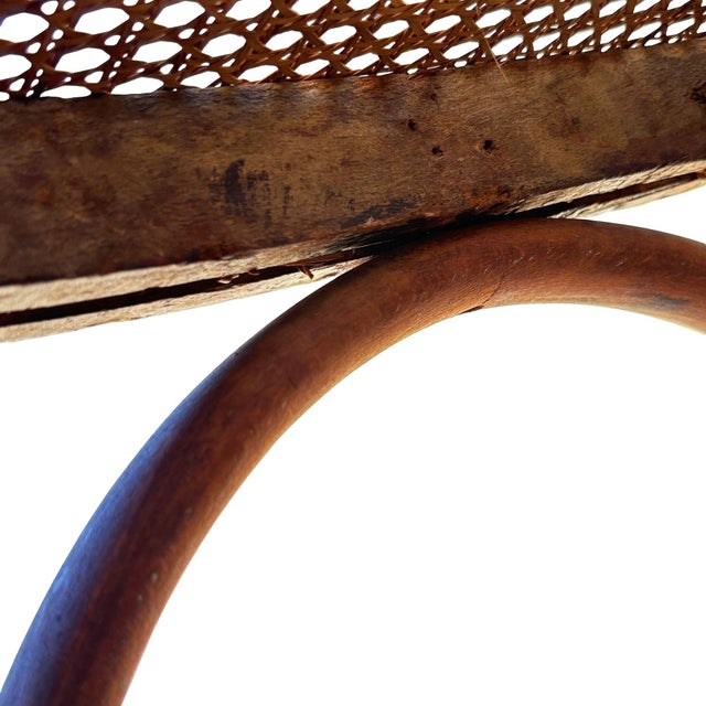 Wood Rare Late Victorian Bent Oak and Brass Barbers Chair With Cane Seat, Austria For Sale - Image 7 of 7