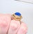 Napier Vintage 1968 Signed Napier Goldtone Cabochon Faux-Lapis "Poison" Adjustable Ring For Sale - Image 4 of 13