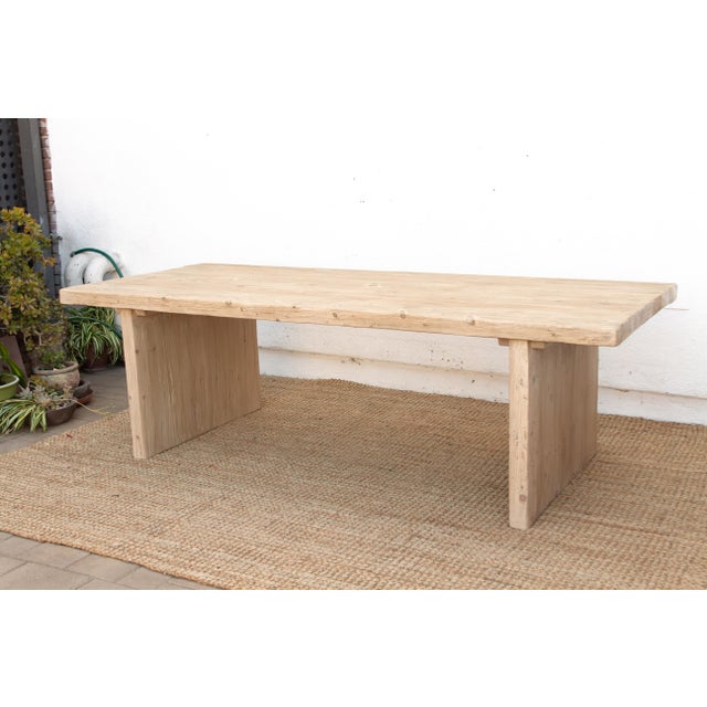 Mid-Century Modern The Marseille, 96" Long Reclaimed Wood Pedestal Table For Sale - Image 3 of 13
