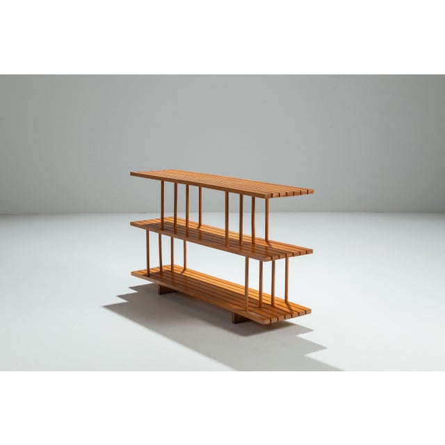 Mid-Century Modern Three Tier Wooden Shelving Unit, 1970s For Sale - Image 6 of 13