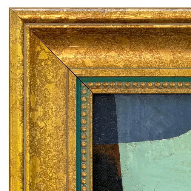Various Artists Contemporary Bold Color-Block Painting in Vintage Frame For Sale - Image 4 of 6