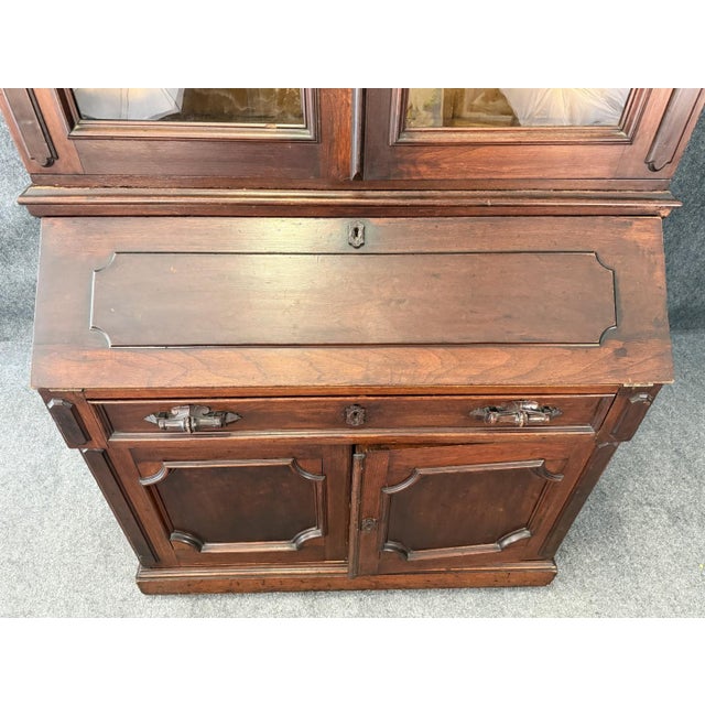 Brown 19th Century Solid Walnut Secretary Desk For Sale - Image 8 of 12