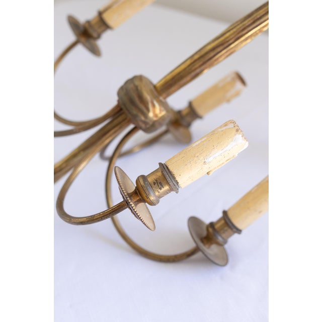 French Vintage French Brass Drape Chandelier For Sale - Image 3 of 13