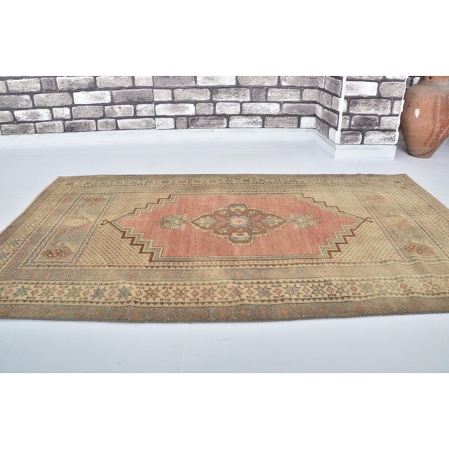 Vintage Small Oushak Carpet For Sale - Image 4 of 7