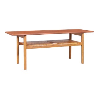 Mid-Century Modern Teak and Cane Coffee Table by Hans J. Wegner for Andreas Tuck For Sale