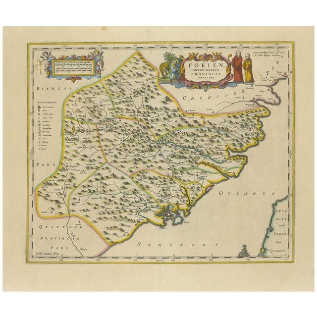Antique Map of Fujian by Blaeu, 1655 For Sale - Image 6 of 6
