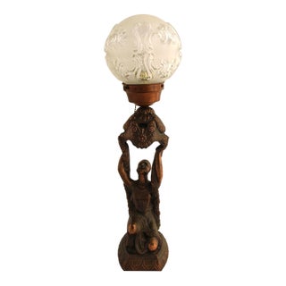 VTG 1920's Art Deco Joan of Arc Table Lamp by La Belle W/ Glass Globe For Sale