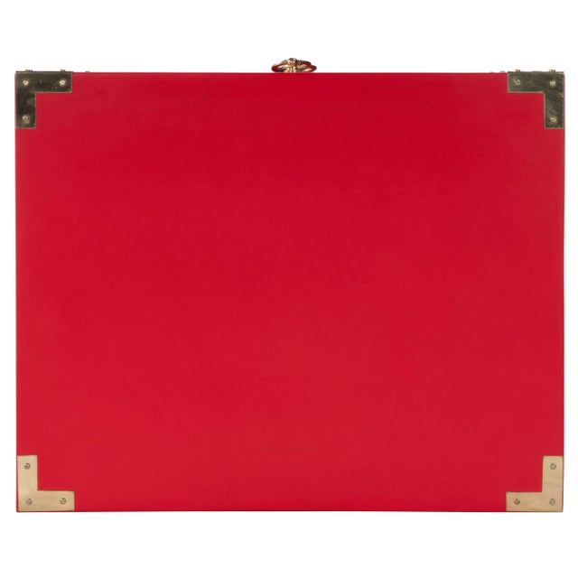 Wood Ardennes Campaign End Table, Red For Sale - Image 7 of 9