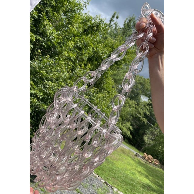 Rare Fine Antique 19th C. Victorian Free Blown Glass Whimsy Hanging Chain Basket For Sale - Image 17 of 18