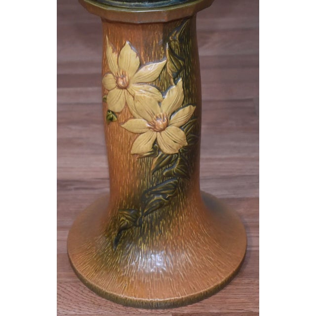 1940s Roseville Orange Clematis Flowered Jardiniere For Sale - Image 9 of 11