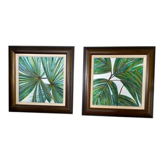 Vibrant Palms Paintings, Acrylic on Canvas, Framed Set For Sale
