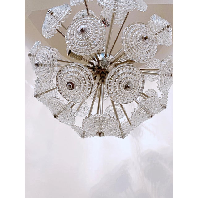 Mid 20th Century Glass & Brass Dandelion Sputnik Chandelier For Sale In New York - Image 6 of 8