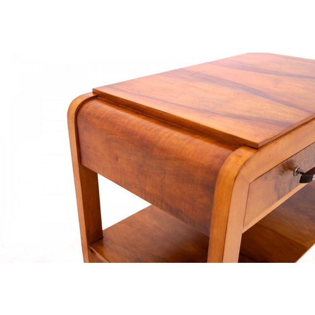Brown Art Deco Side Table, Poland, 1930s For Sale - Image 8 of 11