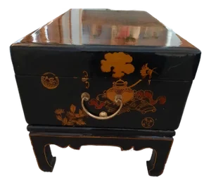 Vintage Chinese Black Laquered Chest .