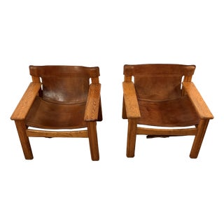 Natura Armchairs in Pine Wood and Leather by Karin Mobring for Ikea, 1970s, Set of 2 For Sale