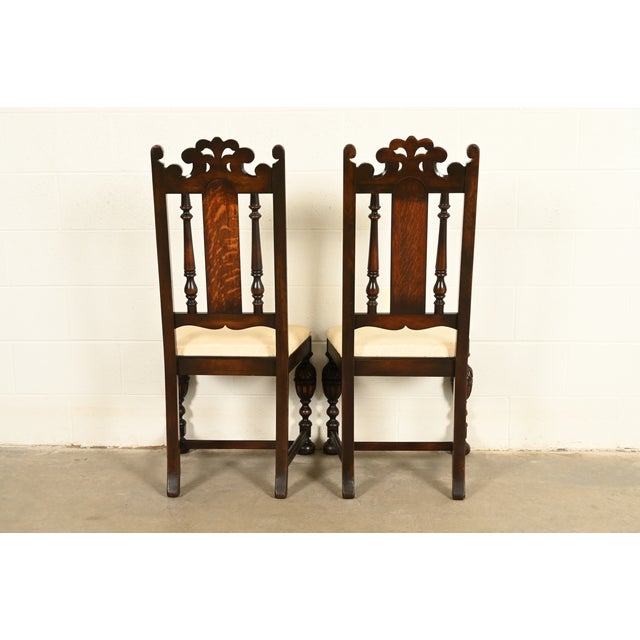 Berkey & Gay Antique English Jacobean Carved Walnut Dining Chairs, Set of Six For Sale - Image 13 of 14