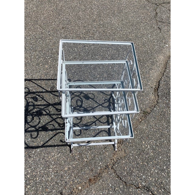 Vintage Wrought Iron Nesting Tables Chairish