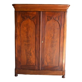 Antique Mahogany Wooden Gate Cabinet For Sale