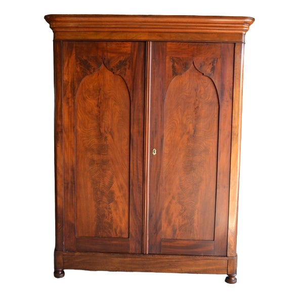 Antique Mahogany Wooden Gate Cabinet For Sale