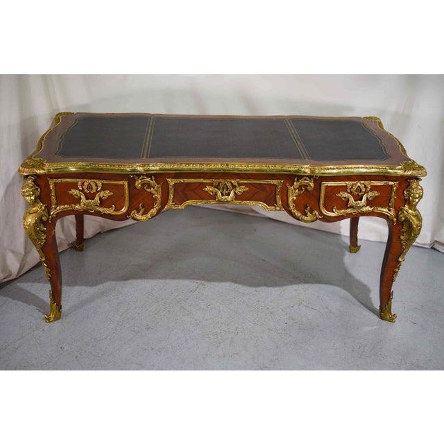 Late 19th Century Louis XV Style Gilt Bronze-Mounted Kingwood Bureau Plat Desk For Sale - Image 10 of 16