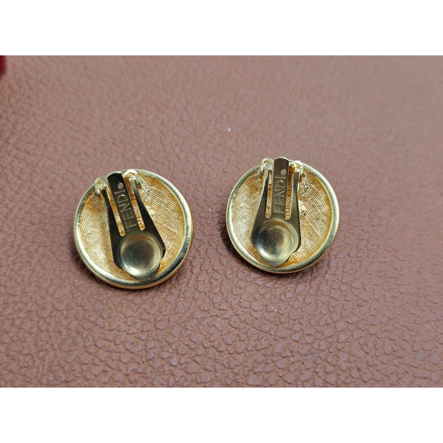 Gold Vintage Clip-On Earrings with Zodiac Taurus from Fendi, 1980s, Set of 2 For Sale - Image 8 of 9