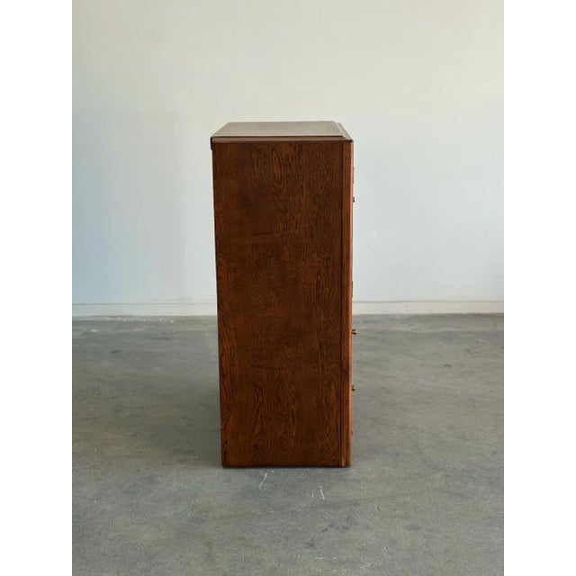 W28.5 D17 H43 Vintage oak compact highboy dresser in fully restored condition. Unit has been structurally reinforced where...