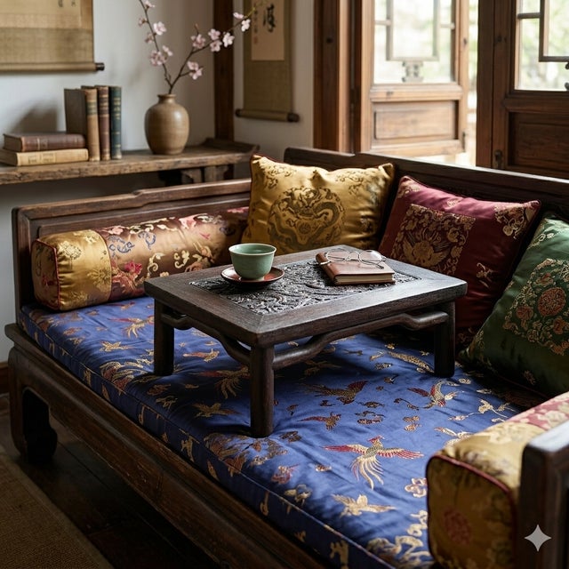 Wood Brown Oriental Round Legs Dragon Motif Rectangular Display Table Stand For Sale - Image 7 of 8