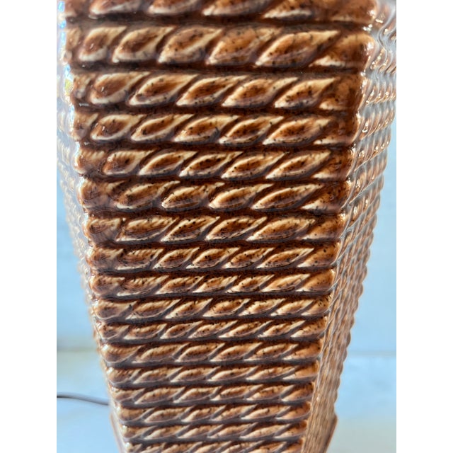Vintage Ceramic Basket Weave Table Lamp For Sale - Image 4 of 7