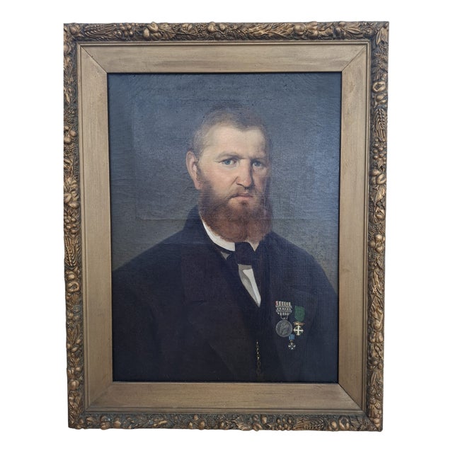 Portrait of Knight Giovanni Guido da Cilavegna, Portrait, 1866, Oil on Canvas For Sale