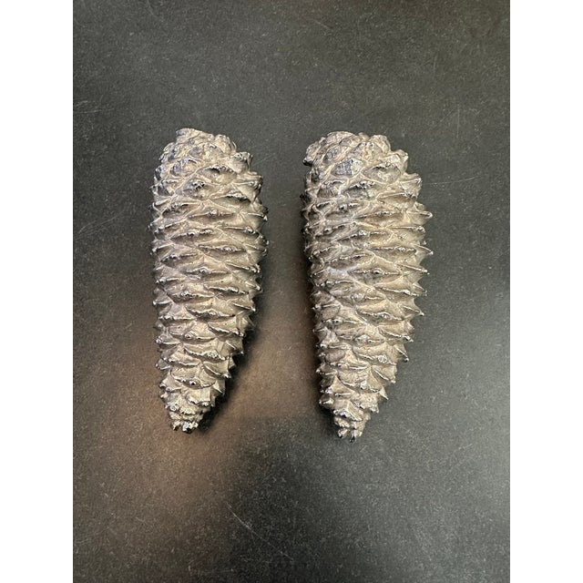 Italian Vintage 1980’s Gumps Italian Solid Metal Pinecone Objets - A Pair For Sale - Image 3 of 10