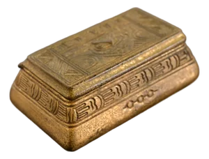 Tiffany Studios New York American Indian Pattern Bronze Doré Stamp Box