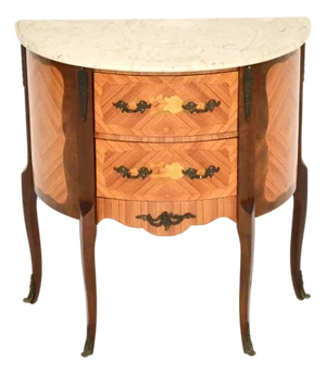 French Side Chest with Marble Top, 1950s