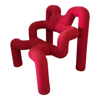 Vintage Postmodern Ekstrem Lounge Chair in Red by Terje Ekstrom For Sale