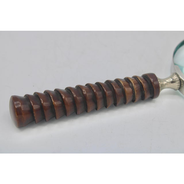 Mid 20th Century Mid 20th Century English Carved Wooden Handle Magnifying Glass For Sale - Image 5 of 9