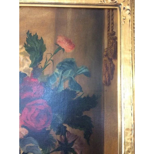 Antique Oil Painting, Floral Still Life Painting, Decor For Sale - Image 4 of 12